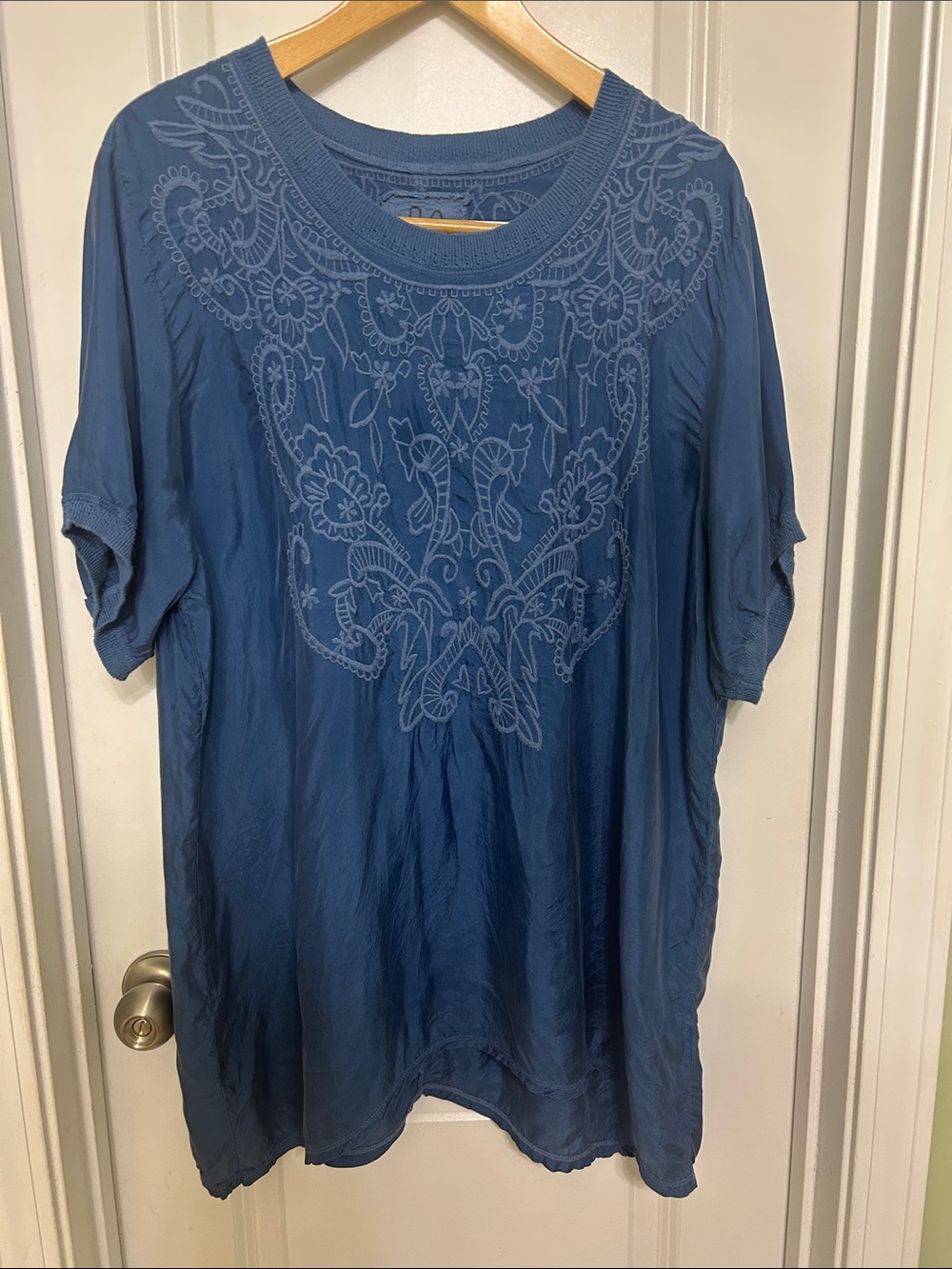 Johnny Was Light Blue Embroidered Tunic